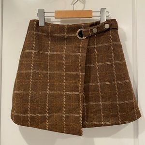 Wool plaid mini skirt